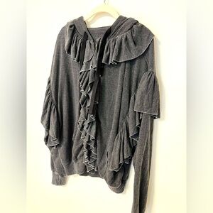 Ruffle Zip Hoodie Sweatshirt NEW